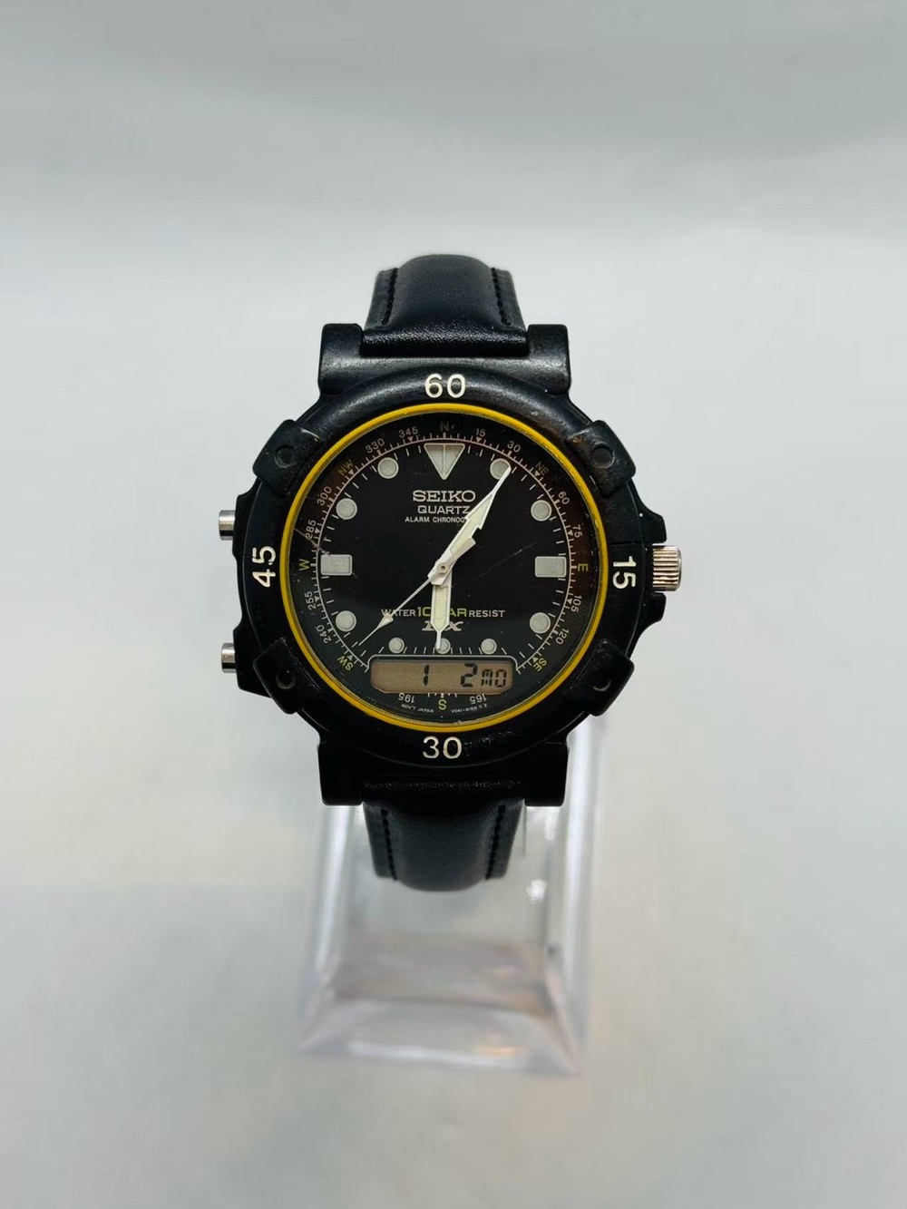 Vintage Seiko Quartz Alarm Chronograph Men’s Watch 39mm New Battery Works